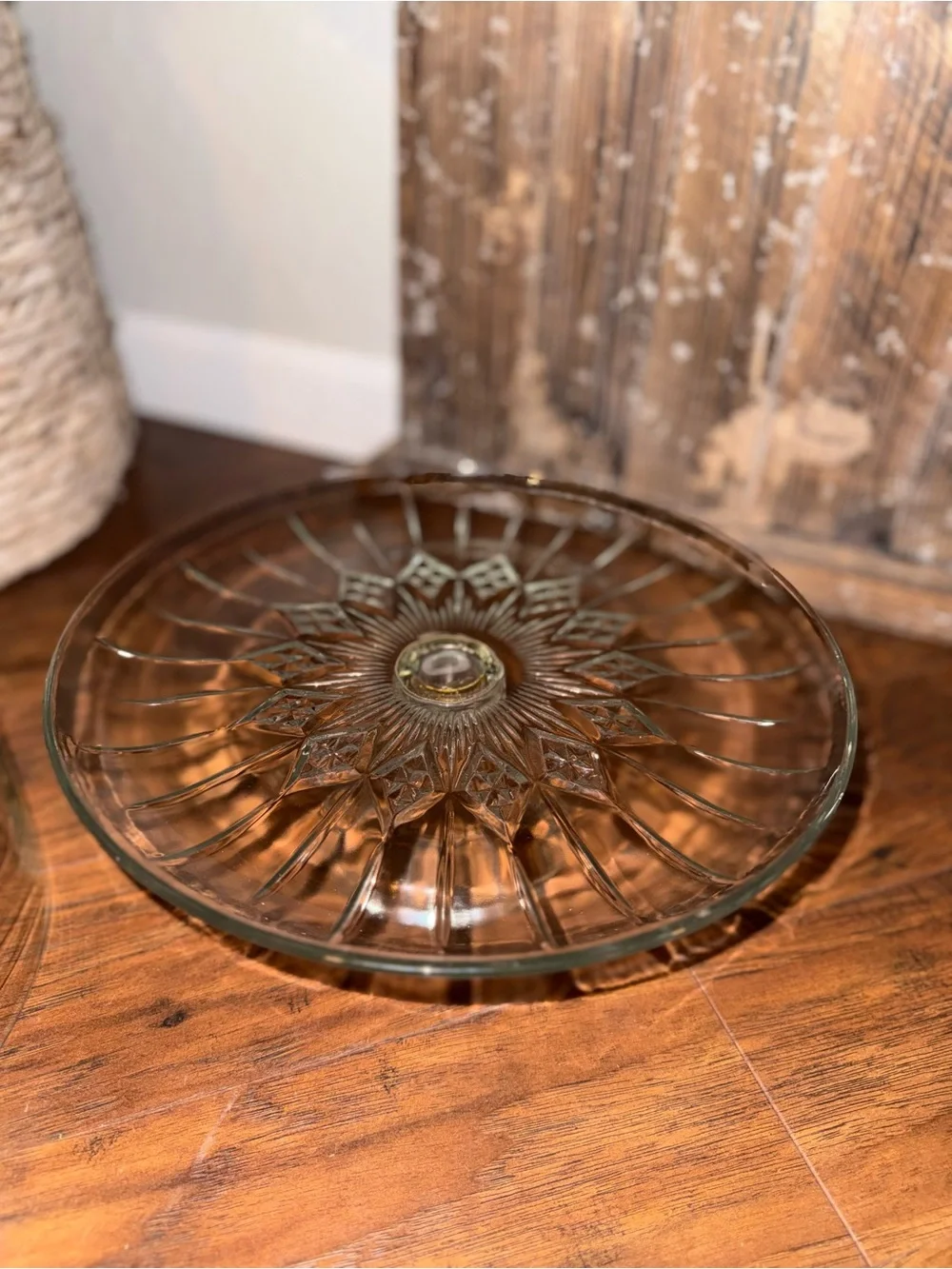 Vintage Pedestal Cake Stand With Etched Floral Lid